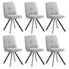 Oikiture 6x Dining Chair Kitchen Seat Linen Fabric Accent Chair Grey
