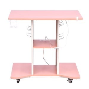 Ufurniture Movable Gaming Desk with LED Lights & Power Outlet 80cm Compact Computer Desk with Pegboard Storage Shelves