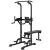 VEVOR Power Tower with Bench Black 10-Level Height Adjustable Pull Up Bar Stand Dip for Strength Training