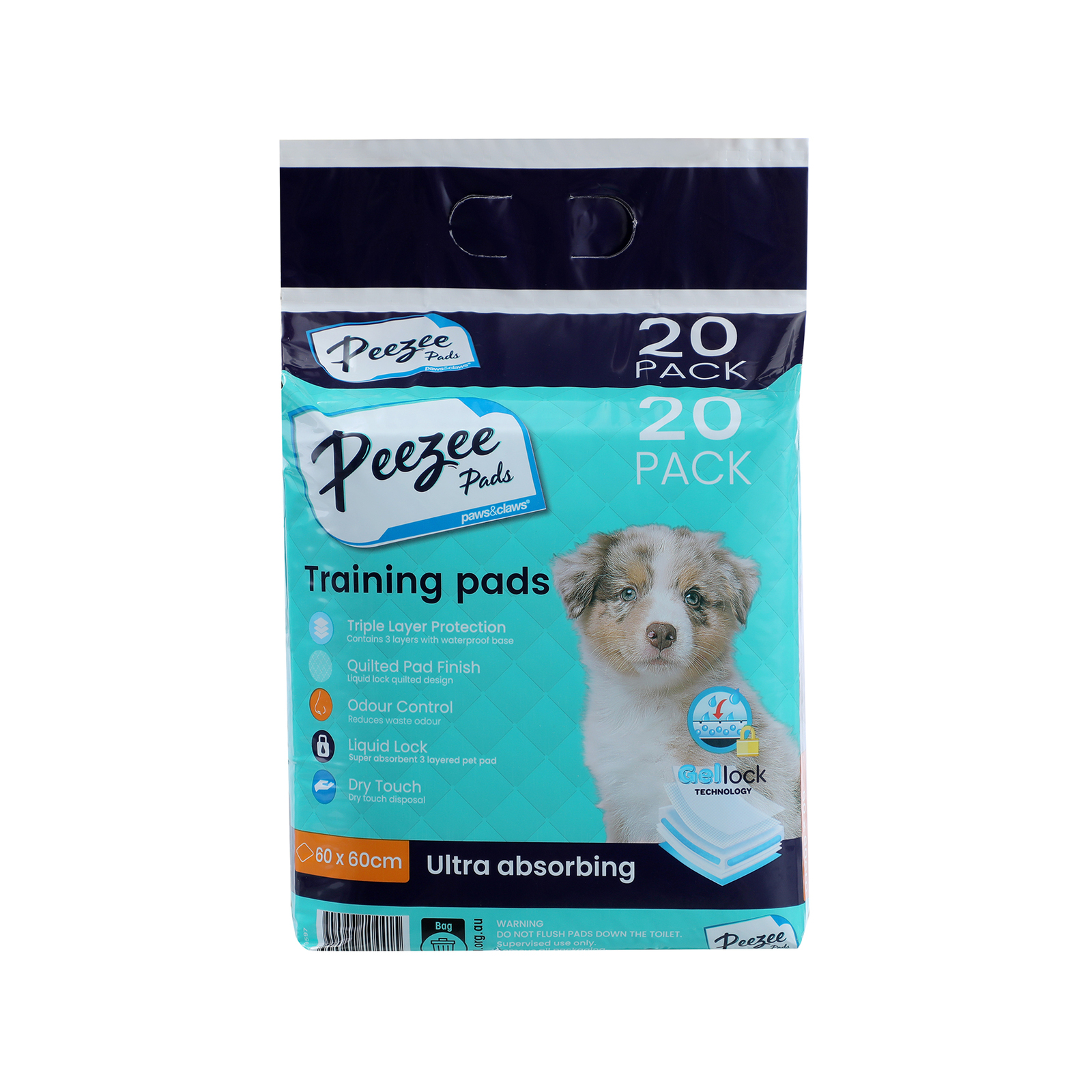 Paws And Claws 60 x 60cm Antibacterial Pet Training Pads 20 Pack Bunnings Australia