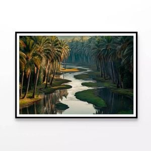 Lake Surrounded By Palm Trees  Print 100% Australian Made 120x90cm  (Poster)