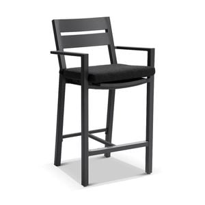 Santorini Outdoor Aluminium Bar Stool Charcoal & Denim Grey Cushions
