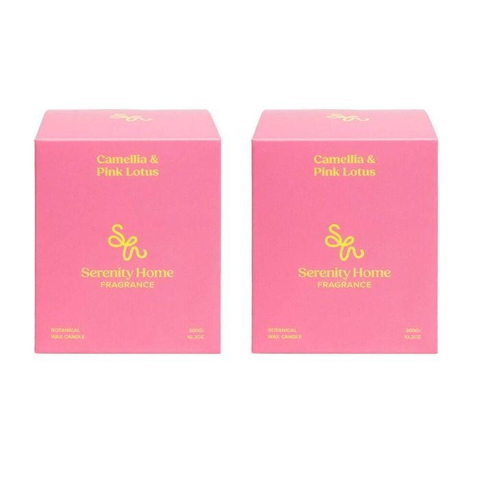 2PK Serenity Camilla and Pink Lotus Scent Home Fragrance Candle Jar 300g