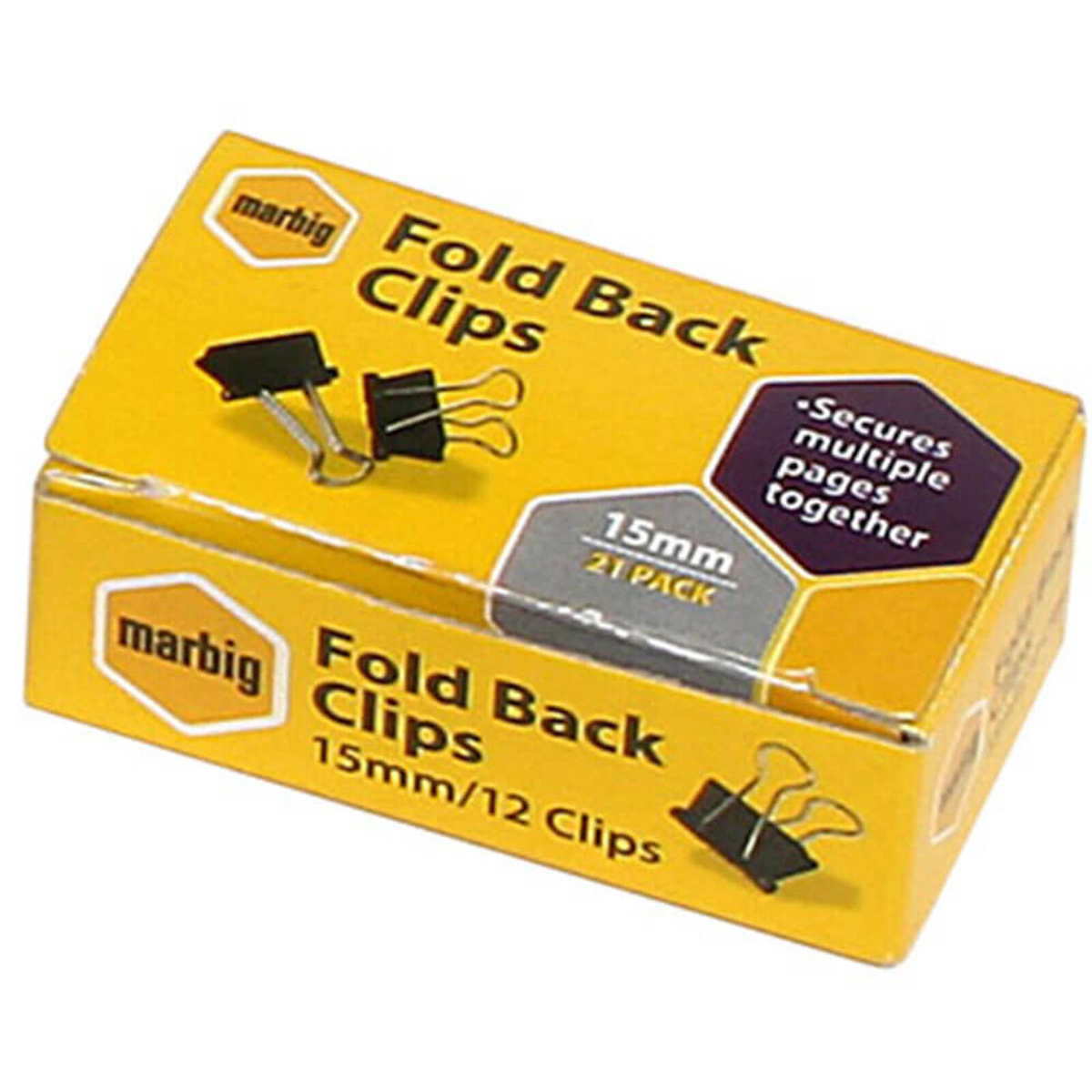Marbig Fold Back Clips 12/box (Black) (15mm) - Bunnings Australia