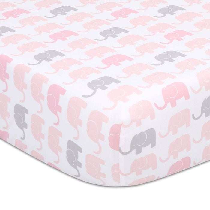 The Peanutshell 135cm Cotton Sweet Peanut Fitted Sheet Elephant