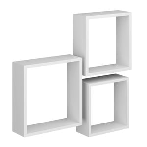 Flexi Storage Decorative Shelving 300 x 300 x 100mm White Matte Wall Cubes - 3 Set