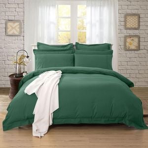 Fabric Fantastic 1000tc Tailored Super King Size Dark Green Quilt/doona/duvet Cover Set