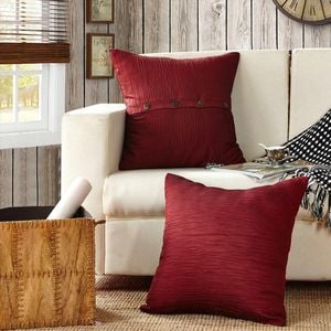 CottonMore 2pcs of Seersucker Cushion Covers Red 45x45cm