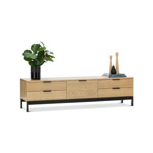 Macy Natural Oak & Black Entertainment Unit