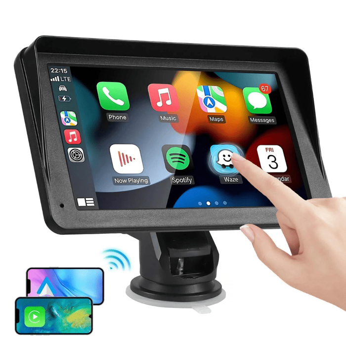 7" Portable Wireless Apple Carplay Android Auto Car Stereo Radio Bluetooth + Camera