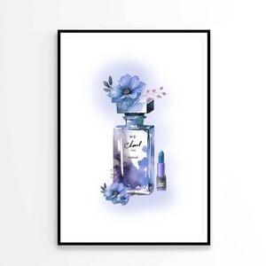 Elegant Fashion Bottle with Purple Flowers   Print 100% Australian Made 90 x 120cm   (Poster)