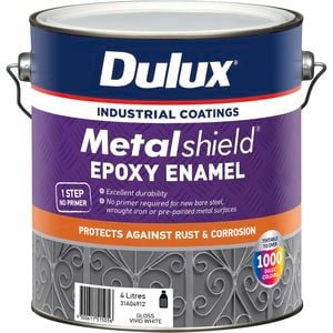 Dulux 4L Metalshield Epoxy Enamel Gloss Paint Vivid White - 4L