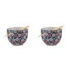 2PK Ladelle Nara Flora Ceramic Noodle Bowl w/ Chopsticks Japanese Style Assorted
