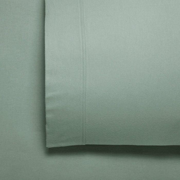 Bianca Fletcher Cotton  Flannelette Sheet/Pillowcase Sage King Single Bed