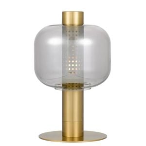 Telbix Parola Contemporary Table Desk Lamp Light Metal Glass Gold Smoke