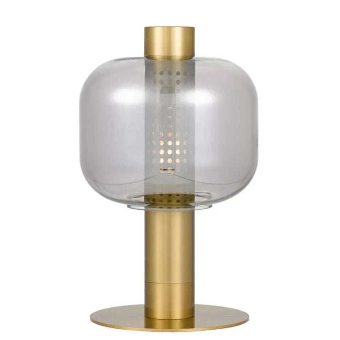Telbix Parola Contemporary Table Desk Lamp Light Metal Glass Gold Smoke