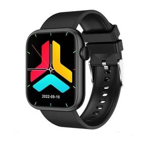 Smart Watch Bluetooth Call – Full Touch Screen Fitness Tracker, Waterproof Sport Smartwatch Black Rubber