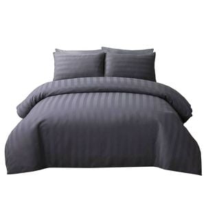 Provecta 1000TC Silk Satin Striped Quilt Cover Set Grey, 240cm x 270cm，king