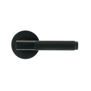 Ikonic Black Matte Knurled Passage Lever Set