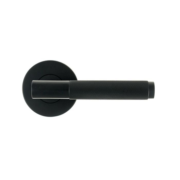 Ikonic Black Matte Knurled Passage Lever Set