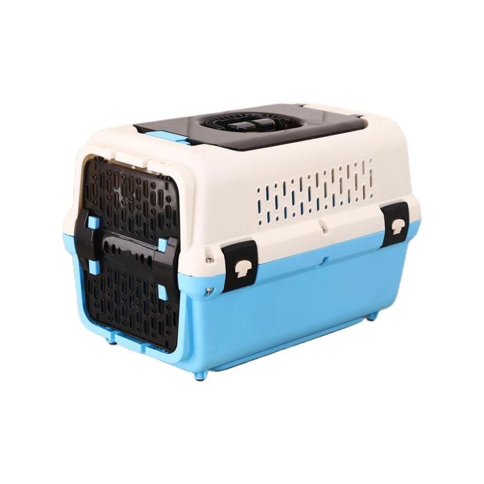 Yes4pets Medium Dog Cat Crate Pet Rabbit Carrier Travel Cage With Tray & Window Blue