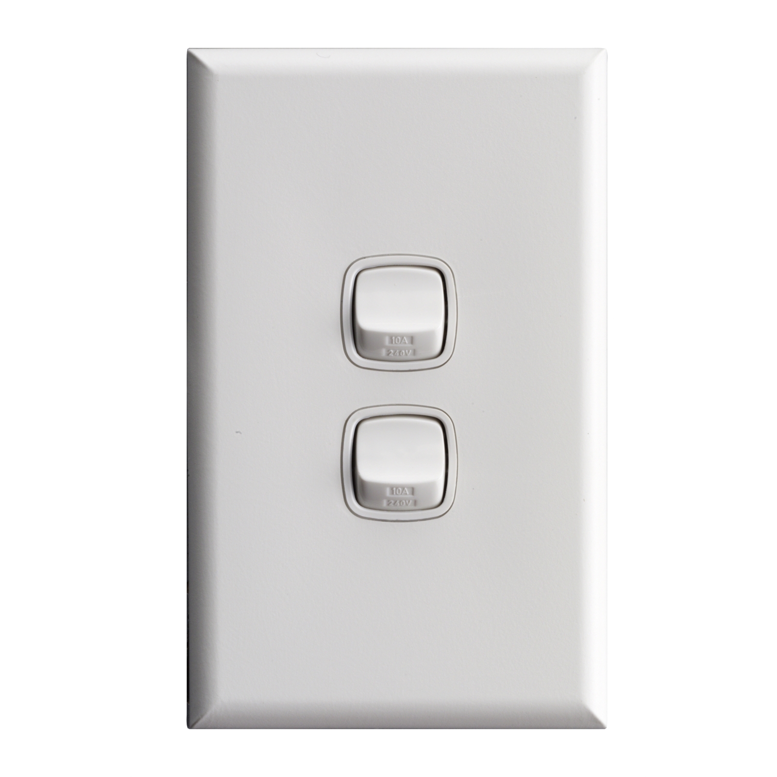 HPM Excel 2 Gang White Wall Switch 10A CDXL770/2WEWE