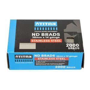 Titan 38 x 2mm Stainless Steel Striaght Collated Nail ND Brads - Pack 2000