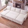 Advwin 253cm 4 Seater Sofa Bed w/ Storage Chaise U Shape Chenille Pull Out Couch Bed Convertible Sleeper Chaise Beige