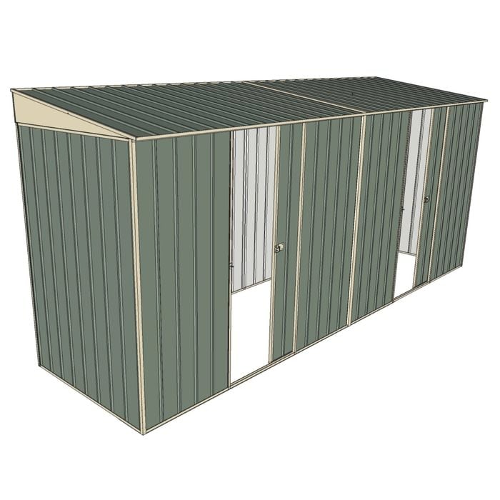 Build-A-Shed 1.2 x 4.5 x 2.0m Skillion Dual Single Sliding Side Doors Shed - Green