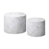Oikiture Coffee Table Set of 2 Round Marble Effect White