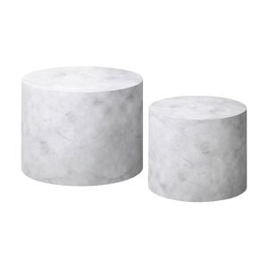 Oikiture Coffee Table Set of 2 Round Marble Effect White