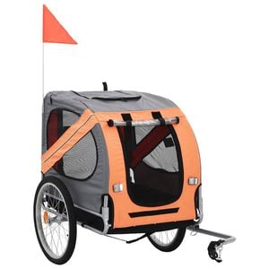 vidaXL Pet Bike Trailer Foldable Dog Stroller Bicycle Carrier Orange and Grey