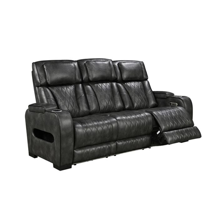 3R Electric Recliner LED Air Leather Dark Grey