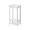 Costway 2-tier Side Table Storage End Table Solid Wood Legs Coffee Table Living Room Bedroom, White