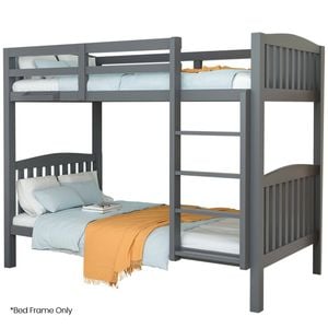 Kingston Slumber Single Bunk Bed Frame Solid Pine Wood Timber, Modular Design, Grey
