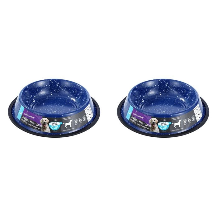 2x Paws & Claws Savoy 1.5L/29cm Non-Slip Stainless Steel Pet Bowl - Blue