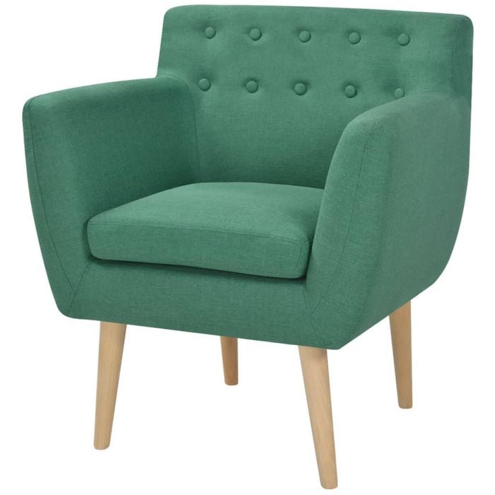 vidaXL Armchair Single Sofa French Couch Seat Furniture Padded Fabric Green