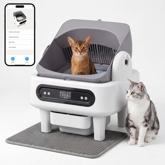 Advwin Self Cleaning Cat Litter Box With Litter Mat Open Top Automatic Litter Box