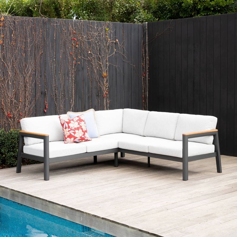 Mimosa 5 Seater Charcoal Rhone Aluminium Lounge With Cushion