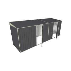 Build-a-Shed 1.5 x 5.2 x 2m Dual Single Hinged Side Door Skillion Shed - Grey