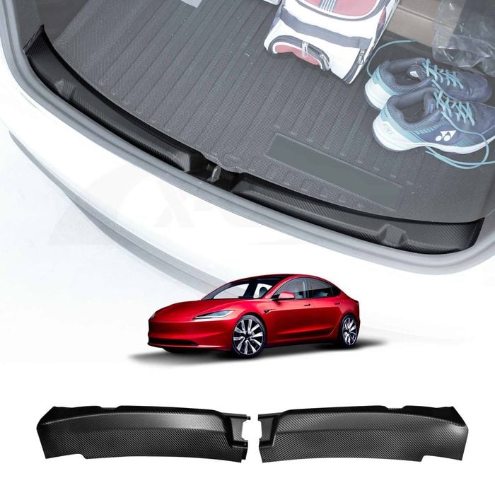 Rear Bumper Guard Trunk Protector Cover for Tesla Model 3 Highland 2023-Onwards Carbon Fiber