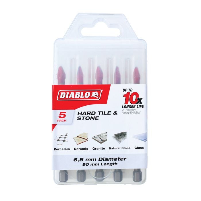 Diablo 6.5 x 90mm Speedemon Ceramic and Tile Drill Bit - 5 Pack
