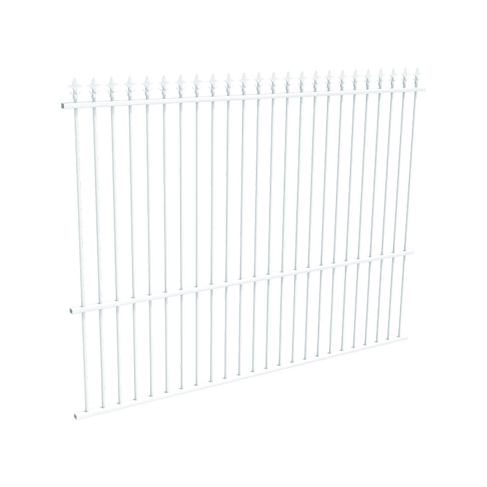 ProtectorAl 1201 - 2399 x 1800mm Pearl White Aluminium Spear Top Pool Fence Panel With Mid Rail