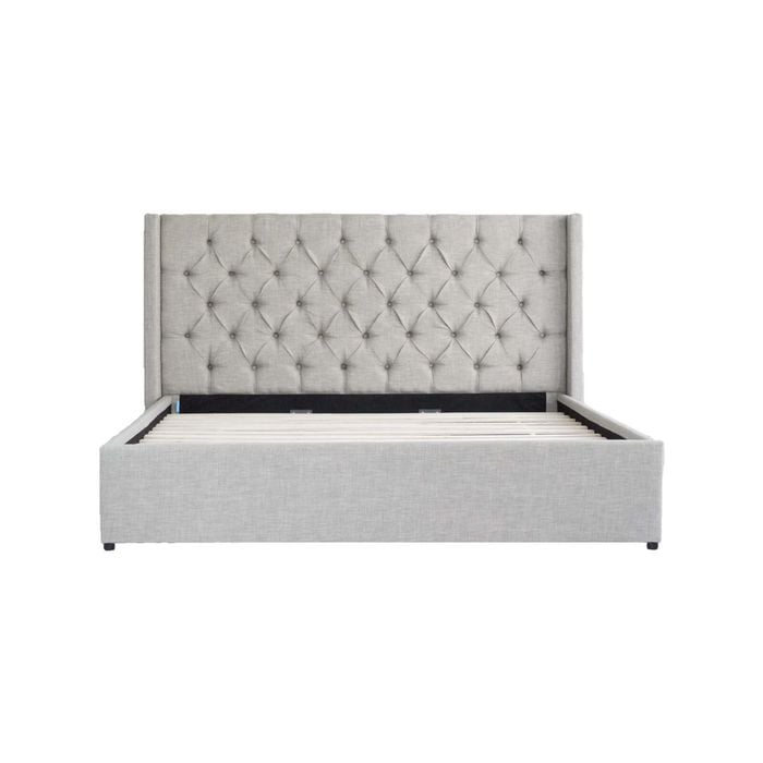 Hotshoppa Milano Royale Light Grey Fabric Bed Frame Queen