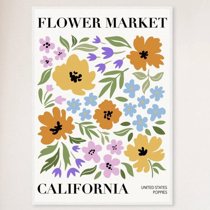 Galrie Stunning Abstract Floral Art Print Flower Market California, White Frame, A0 84 x 119cm (33 x 47inch)