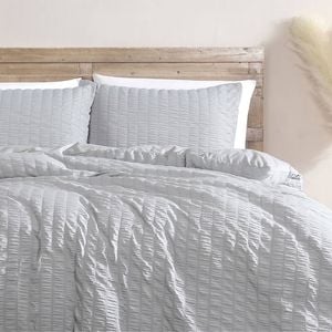 Ardor Boudoir Queen Byron Seersucker Stripes Quilt Cover Set Silver