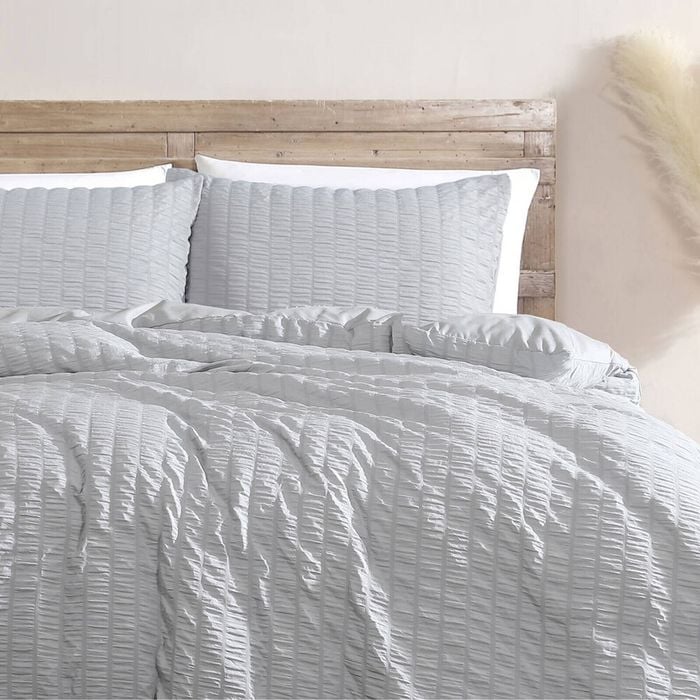Ardor Boudoir Queen Byron Seersucker Stripes Quilt Cover Set Silver