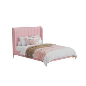 Charlotte Double Upholstered Bed Frame - Dusty Pink