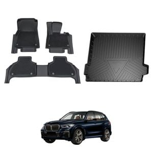 AUSGO Double-Layer Floor Mats & Boot Liner Set for BMW X5 G05 2018-Onwards Car Floor Liners Cargo Mat