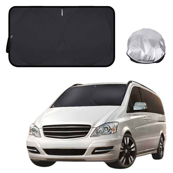 Front Windscreen Sun Shade for Mercedes-Benz Viano People Mover 2003 - 2014 - XL 160 x 100 cm - Black